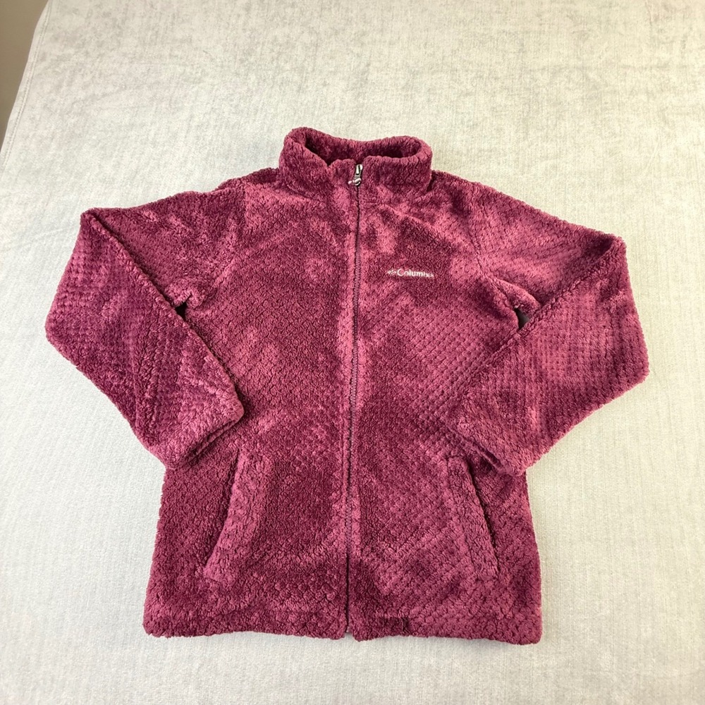 Columbia‎ Girls Fire Side Sherpa Full Zip Fleece Jacket Maroon L 14/16